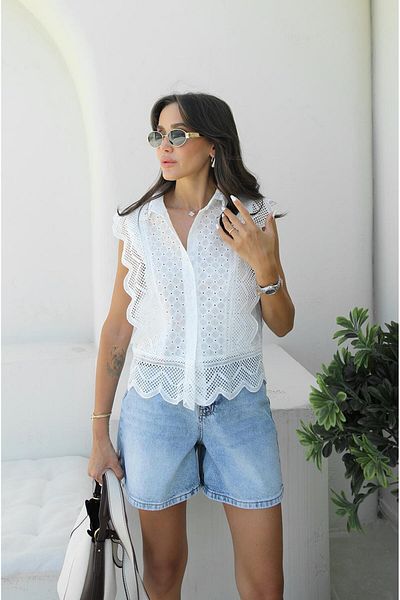 Havoş Ecru Scallop Embroidered Vest