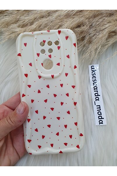 ZB Aksesuarda Moda XİAOMİ REDMİ NOTE 9 UYUMLU KIRMIZI KALPLER BASKILI DESENLİ...