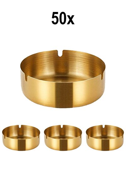 Falconetti 50 Τεμάχια Ατσάλινο Χρυσό 8 εκ. Στρογγυλό Ταμπάκι Καφέ Εστιατόριο Ταμπάκια
