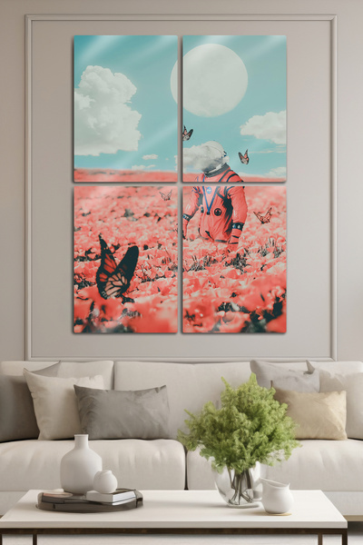 DekorHane Suprafață metalică strălucitoare - Lună, Planetă Lună, Pictură arti...