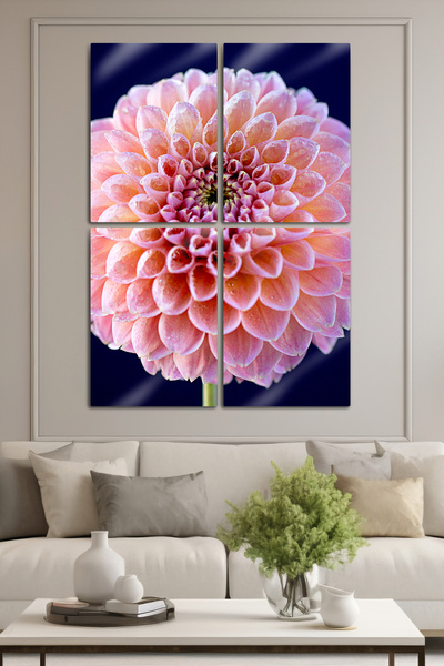 DekorHane Imprimare metalică - Pictură decorativă cu flori fragmentate, estet...