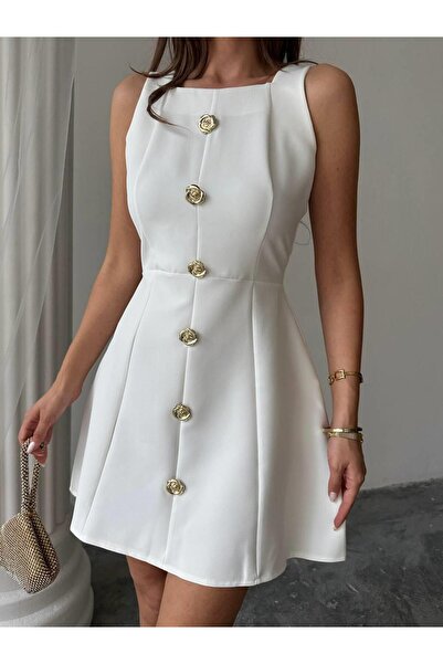 conconmoda Düğmeli Atlas Mini Renata Elbise