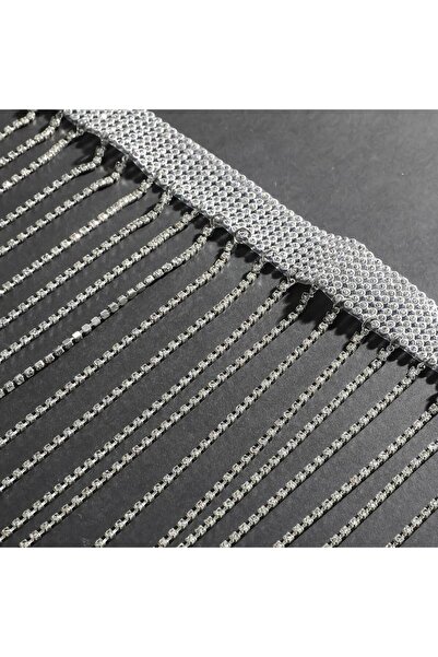 Estilo Lingerie Dubai Stone Fringed Silver Color Pareo Skirt, Luxury Pareo, Bikini Swimsuit Accessory