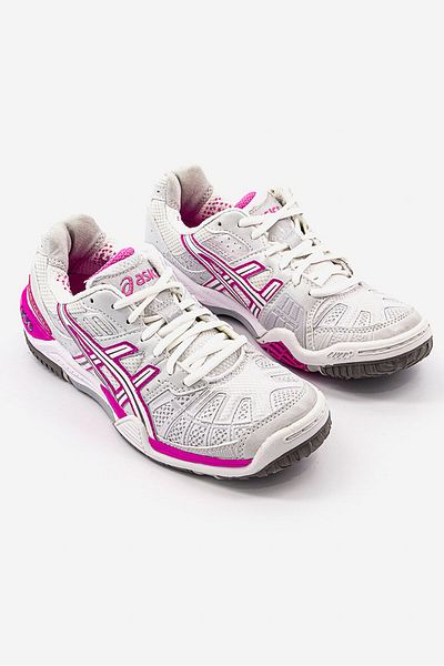Asics Women Gel,Cyber Speed Lace Up Shoes, Silver and White and Pink