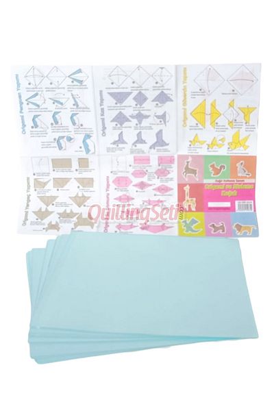 quilling 20cm Origami Paper, 100 Pieces 20cm X 20 cm Light Blue Color Origami Set, 100 Origami Pack