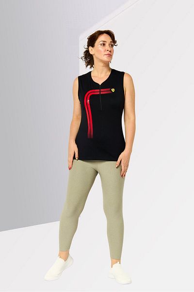 Scuderia Ferrari Women Sportswesr Fit Sleeveless Training Top, Black
