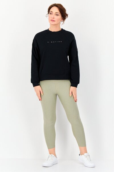 Giordano G-Motion Women Sportswear Fit Long Sleeve Training Sweatshirt, Black