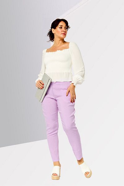 Karl Lagerfeld Women Square Neck Long Sleeve Textured Top, White