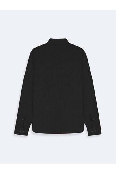 Ltb Relaxed Linen Look Basic Black Shirt