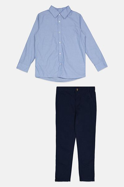 Andy & Evan Kids Boy 3 Piece Plain Shirt And Pant With Sweater Set, Multicolor