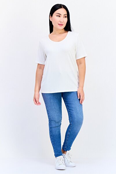 Giordano Women Scoop Neck Short Sleeve Plain T-Shirt, White