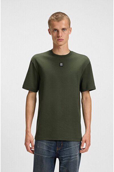 HUGO Men's Crew Neck Brand Logo Khaki T-Shirt 50505201-309