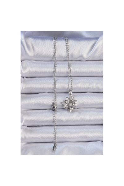 Skygo 316L Steel Chain Silver Color Zircon Stone Flower Necklace - Tj-Bko9070