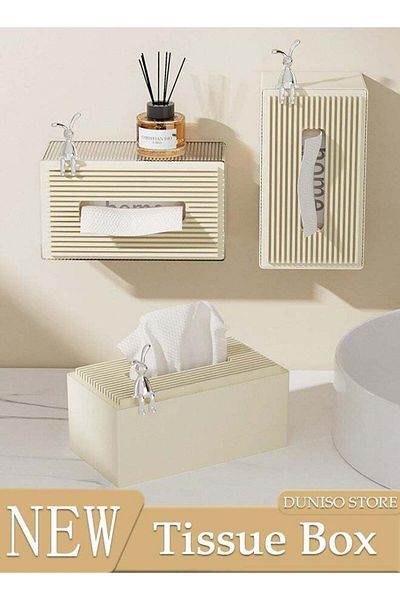 Generic DUNISO Tissue Box Holder with Cover Large Capacity Storage Modern Kleenex Tissue Holder for Storage