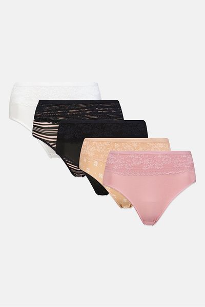 Kathy Ireland Women 5 Pieces Textured Panties, Multicolor