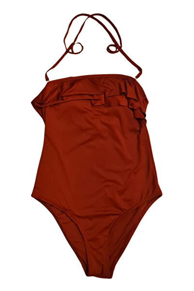 Glowzia Tile Color Ruffled Flat Strap Women's Swimsuit