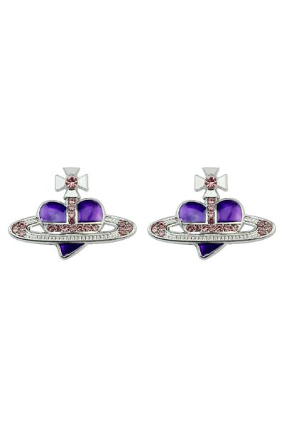 Choice Winered Rhinestone Heart Stud Earrings For Women Temperament Black Red White Planet Saturn Earrings