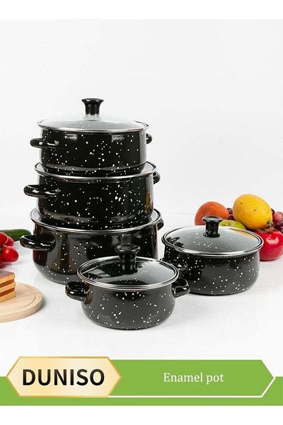 Generic DUNISO 5 Pieces of Enamel Pot Set