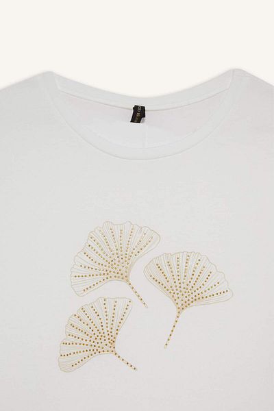 DeFacto Crew Neck Stone Printed Short Sleeve T-Shirt F6509Ax25Hs