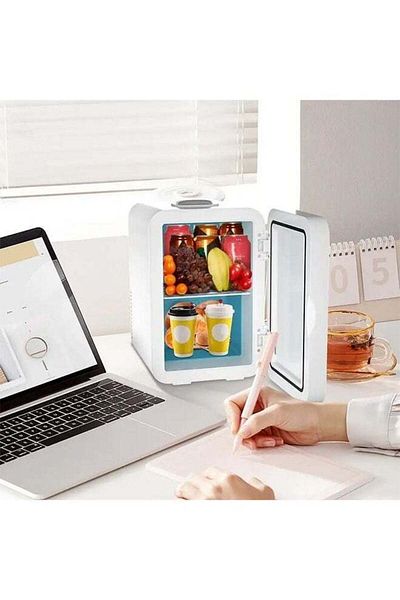 COOYA 4L Portable Mini Car Refrigerator with Glass Panel&LED Light,Perfect for Storing Food and Drinks