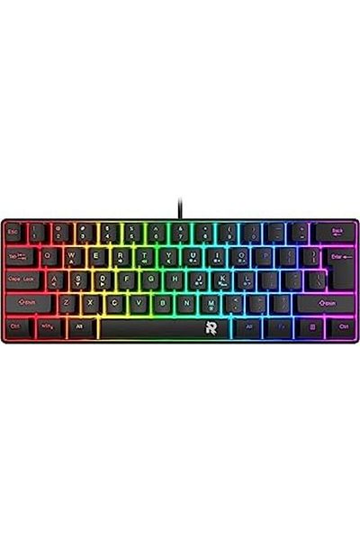 ROCK POW 60% Wired Gaming Keyboard, RGB Backlit Ultra-Compact Mini Keyboard, Waterproof Small Compac