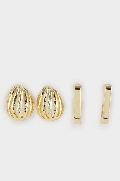DeFacto Women's 2-Piece Gold Earrings F1403Axns