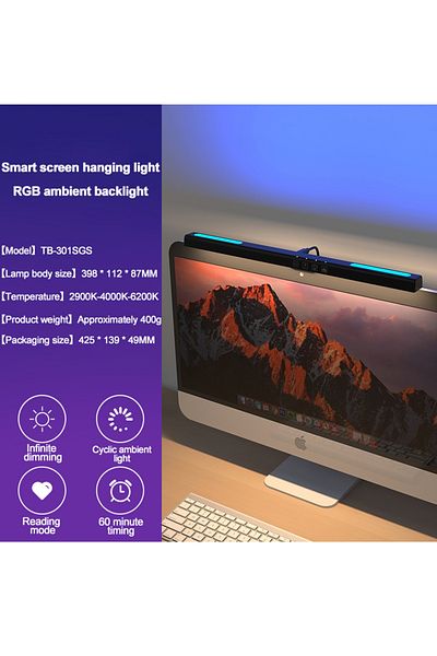 FlashHawk Computer Monitor Light Bar with RGB Colorful Ambient Light,USB Powered Monitor Lamps for Office