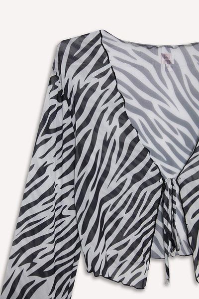 DeFacto Zebra Patterned Tulle Beach Bolero-Fall in Love C3178Ax25Hs