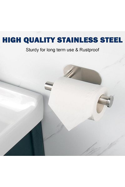 COOYA Toilet Paper Holder - Self Adhesive Toilet Roll Holder for Bathroom Kitchen Stick (Silver-2pcs)