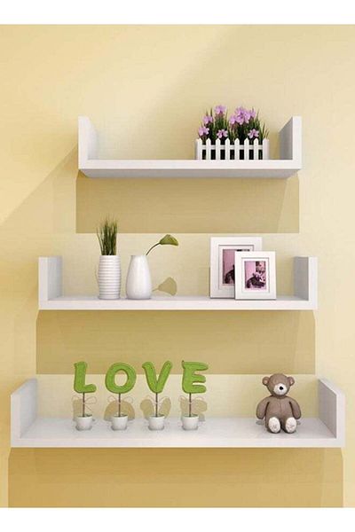 COOYA 3-Piece DIY U-Style Home Book Shelf 43x10x12 cm Wood White