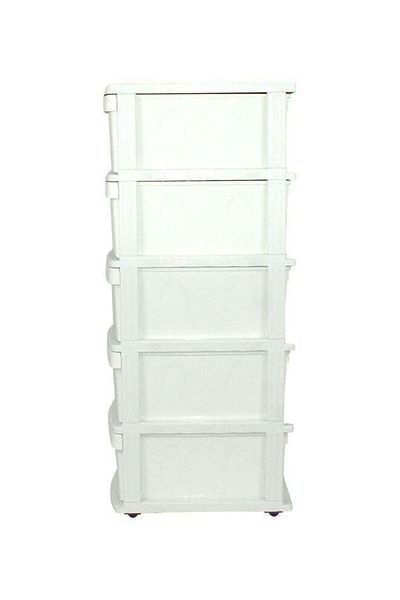 COOYA 5-Drawer Storage Cabinet With Wheels White