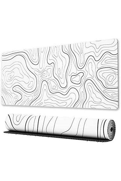 NO N4ME Ovenbird Large Gaming Mouse Pad with Stitched Edges, Minimalist Topographic Map Desk Mat, Extended X