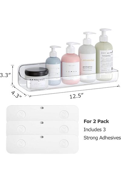 COOYA Plastic Wall Mount Organizer, Adhesive Clear Acrylic Shelf, For Bathroom, Kitchen,7 * 3.8 * 5.5 Inch