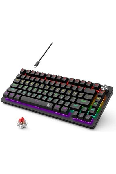 ROCK POW 70% Gaming Keyboard, Arabic English 82 Keys Mechanical Keyboard with RGB Backlit 19 Modes