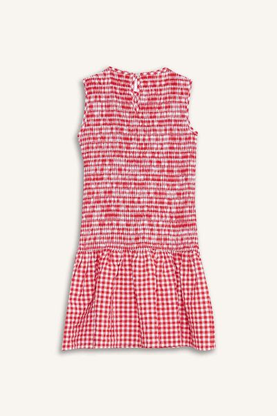 DeFacto Girls' Crew Neck Checked Sleeveless Summer Dress F6421A825Hs