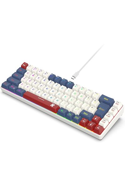 ROCK POW لوحة مفاتيح ألعاب سلكية مدمجة بنسبة 60% مع إضاءة خلفية RGB
