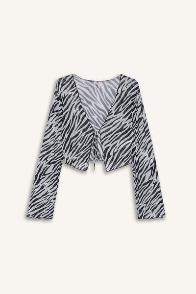 DeFacto Zebra Patterned Tulle Beach Bolero-Fall in Love C3178Ax25Hs