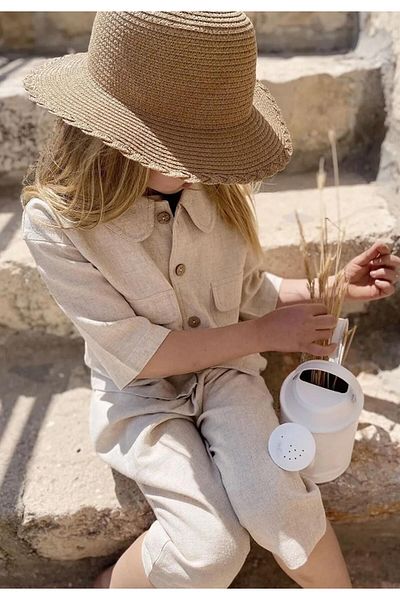Cigit Sarh Linen Buttoned Jacket 2-7 Years Natural