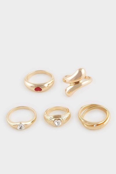 DeFacto Women's 5-Piece Gold Ring F1327Axns
