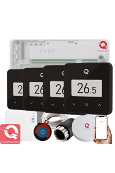 Quicksmart Kit automatizare încălzire prin pardoseală wireless Q20, controler cu 8 zone, 4 termostate Q30, 8 actuatoare NC