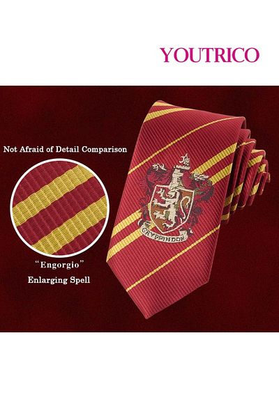 Youtrico Harry Potter Style Vintage Striped Tie – Gryffindor, Slytherin, Ravenclaw, Hufflepuff Style