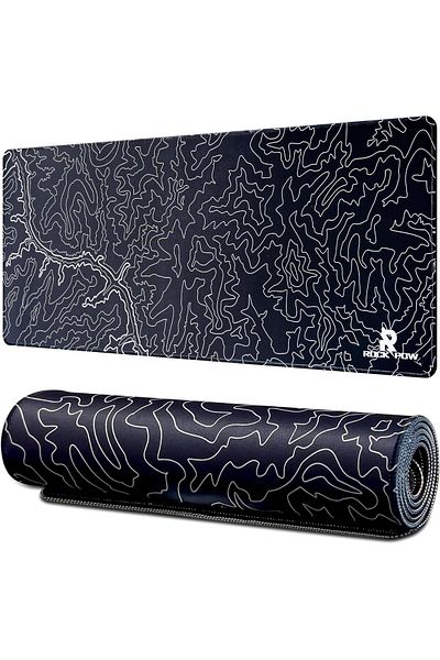 ROCK POW Large Gaming Mouse Pad with Anti-Slip Surface, 800x300x3mm, Topographic Canyon Thicker Rubb