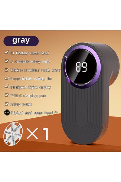 Choice Grey Standard Lint Remover for Clothing LED Digital Electric Pellet Fluff Remover USB Rechargeable F