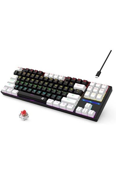 ROCK POW 75% Gaming Keyboard, Arabic English 87 Keys Mechanical Keyboard with RGB Backlit 19 Modes,