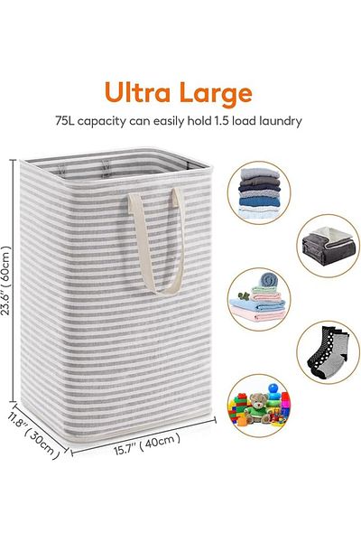 COOYA 2 Pcs Large Collapsible Hamper Laundry Basket for Clothes in Bedroom Bathroom College Dorm,75L