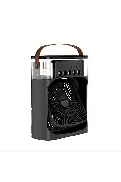 Choice black Fan/cooling fan portable household three in one small air cooler, LED night light, 5-hole humi