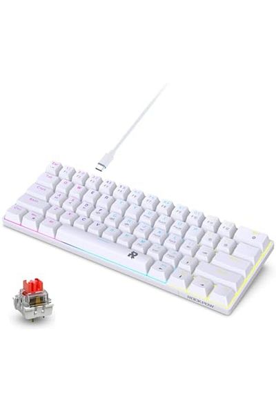 ROCK POW 60% Wired Mechanical Gaming Keyboard, 61 keys RGB Backlit Ultra-Compact Mini Keyboard