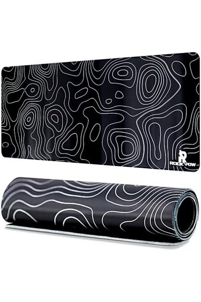 ROCK POW Large Gaming Mouse Pad, Anti-Slip Surface, Size 800 × 300 × 3 mm with Rubber Base, Stitch