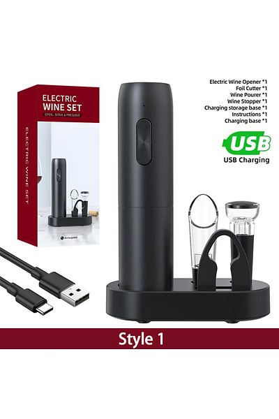 Choice A-With Accessories Electric Wine Bottle Opener Automatic Red Wine Corkscrew Rechargeable Wine Opener
