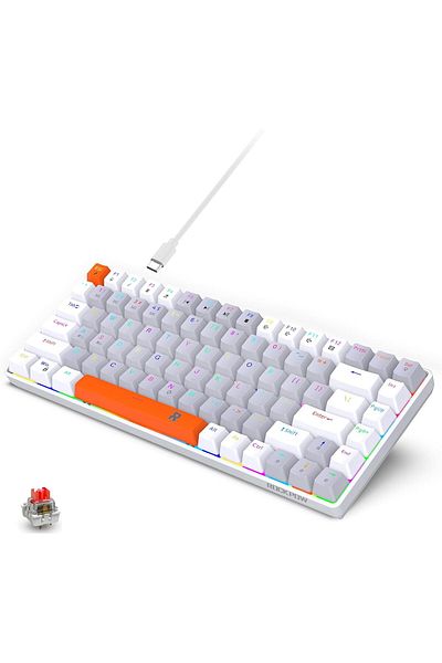ROCK POW Mechanical Gaming Wired Keyboard 70% Rock Pow, 84 RGB Backlit Keys, Compact for PC/Mac Gaming and Pr